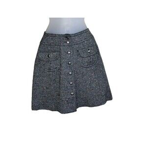 Bobbie Brooks Mini Skirt A-Line Wool Blend Gray Size 7 Button Down Vintage '60s